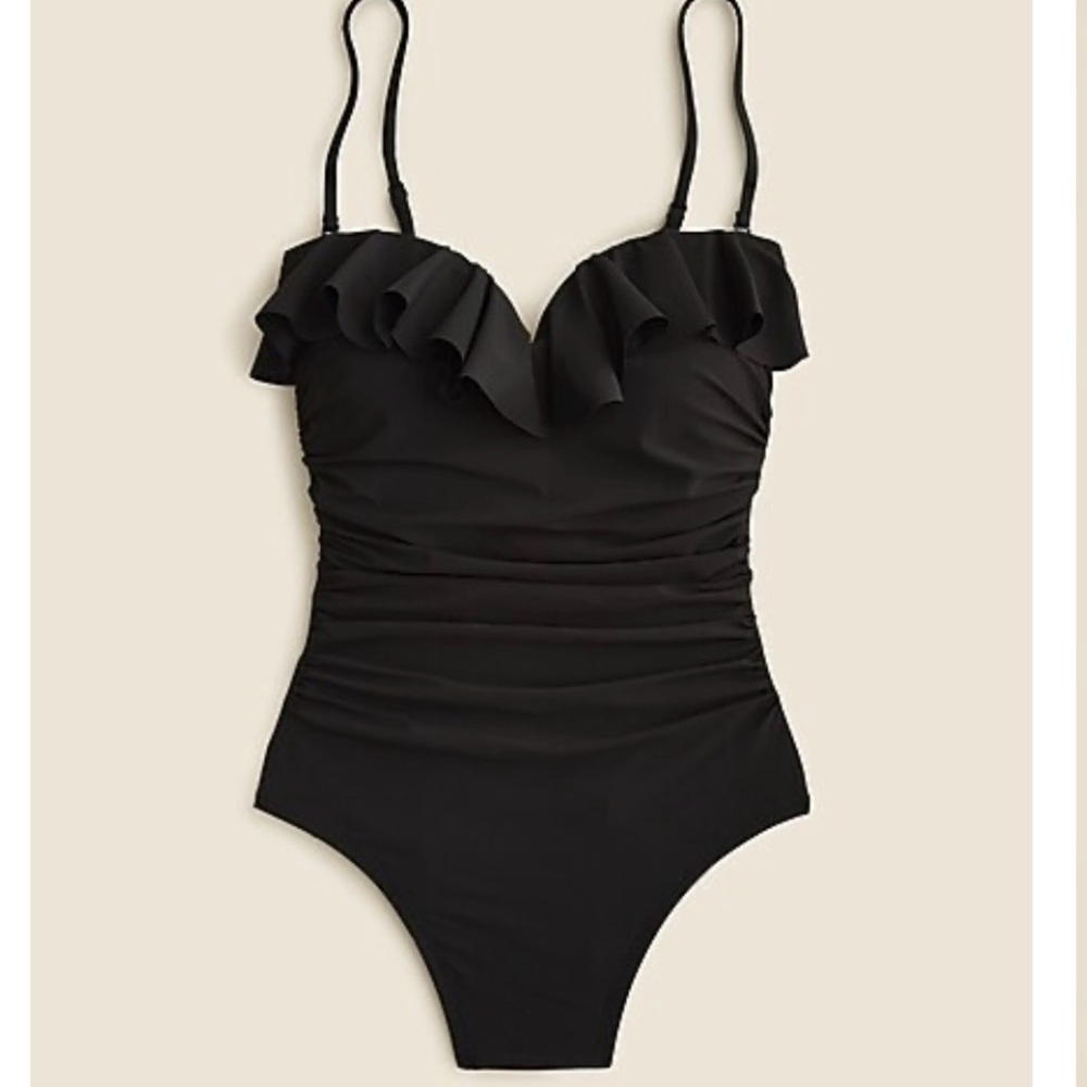 J. Crew Matte ruched one-piece swimsuit with ruffles (6)